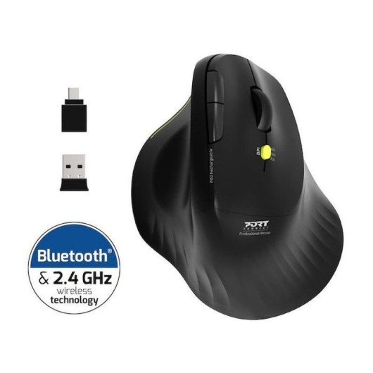 Mouse Port Designs Ergo Soft 910200 Bluetooth 2.4GHz 1600 DPI Nero Ergonomico