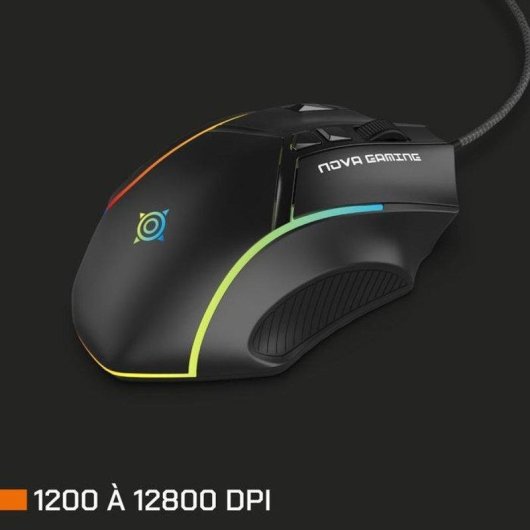 Ratón NOVA Gaming Virgo GM315 Cable RGB 12800 DPI 11 Botones Negro