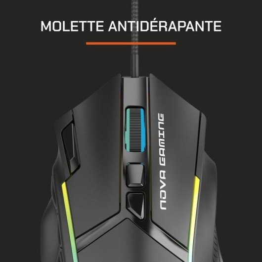Ratón NOVA Gaming Virgo GM315 Cable RGB 12800 DPI 11 Botones Negro