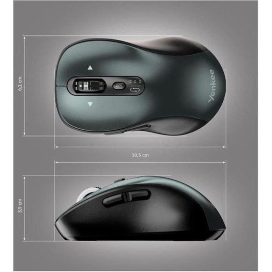 Ratón Yenkee YMS 2010BK Inalámbrico Bluetooth 5.1 3200 DPI Negro Recargable