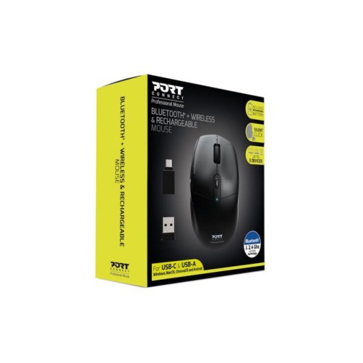 Ratón Port Designs 900715 Inalámbrico Bluetooth 2400 DPI Negro Recargable