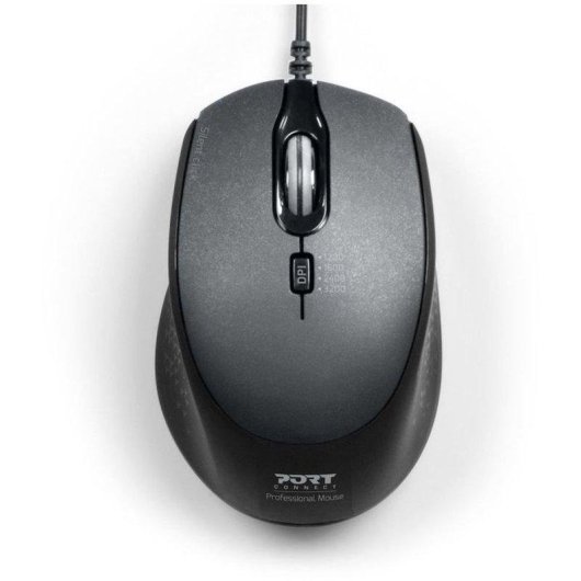 Ratón Port Designs 900711-B USB-A y USB-C 3600 DPI Negro Silencioso