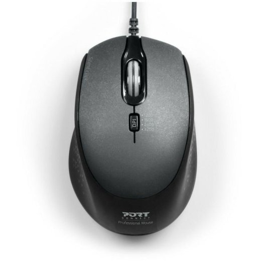 Ratón Port Designs 900711-B USB-A y USB-C 3600 DPI Negro Silencioso