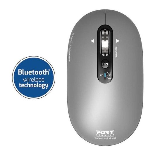 Port Designs Pure 910009 Mouse Bluetooth 3200 DPI Grigio Ricaricabile