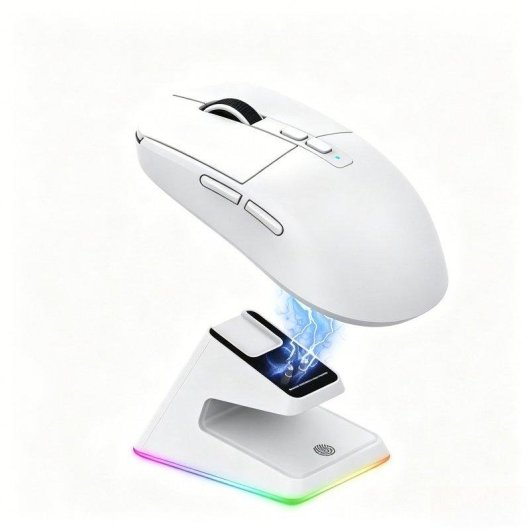Ratón Genérica Ultraligero Sensor Avanzado Recargable Blanco Base Magnética