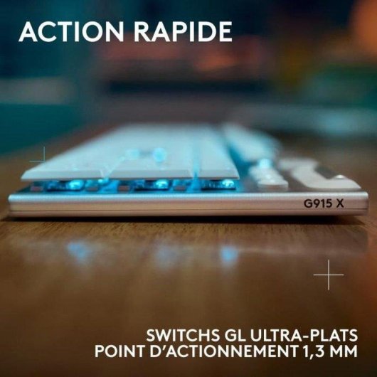 Clavier Logitech G915 X Low-profile AZERTY Blanc RGB Lightspeed USB-C