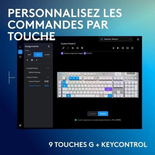 Clavier Logitech G915 X Low-profile AZERTY Blanc RGB Lightspeed USB-C