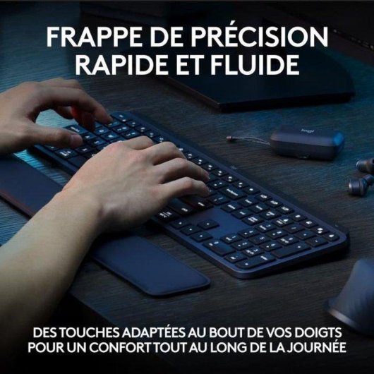 Clavier Logitech MX Keys S AZERTY sans fil rétroéclairage intelligent graphite