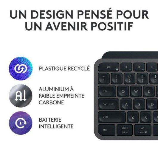 Clavier Logitech MX Keys S AZERTY sans fil rétroéclairage intelligent graphite