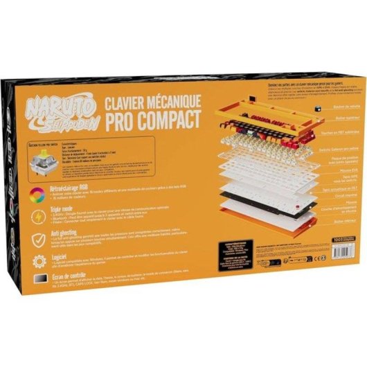 Tastatur Konix Naruto Kx Pro 75% Azerty RGB Hot Swap Dreifach Verbindung