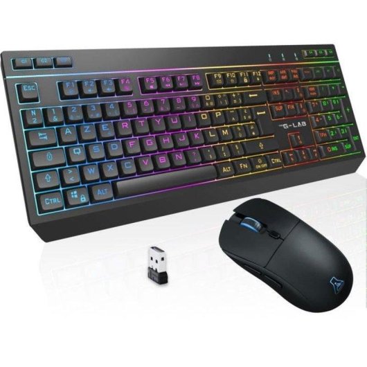 Teclado The G-lab Combo Tungsten EX membrana compacto AZERTY con ratón RGB inalámbrico