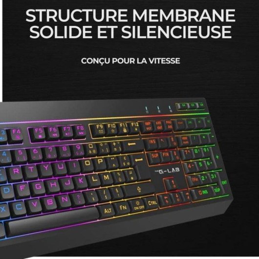 Teclado The G-lab Combo Tungsten EX membrana compacto AZERTY con ratón RGB inalámbrico