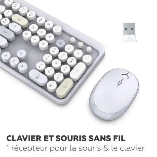 Teclado Mobility Lab inalámbrico membrana AZERTY con ratón óptico ambidiestro