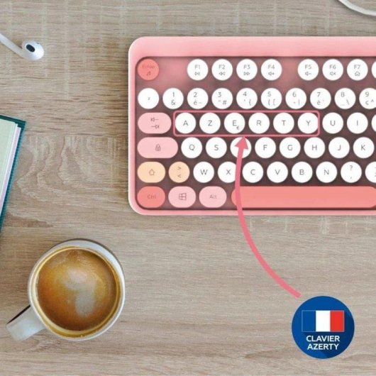 Teclado Mobility Lab AZERTY membrana inalámbrico rosa con ratón compacto USB 2,4 GHz