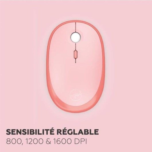 Teclado Mobility Lab AZERTY membrana inalámbrico rosa con ratón compacto USB 2,4 GHz
