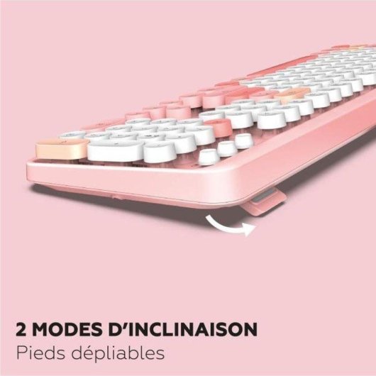 Teclado Mobility Lab AZERTY membrana inalámbrico rosa con ratón compacto USB 2,4 GHz