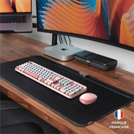 Teclado Mobility Lab AZERTY membrana inalámbrico rosa con ratón compacto USB 2,4 GHz