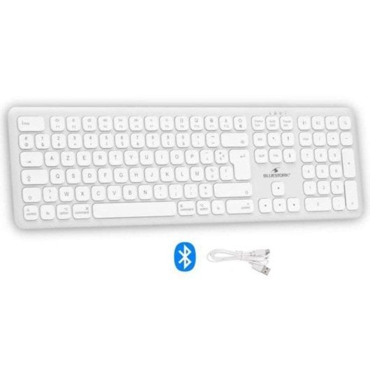 Teclado Bluestork KB BT MAC V2 inalámbrico Bluetooth AZERTY recargable USB-C blanco
