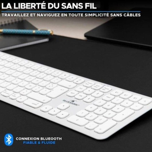 Teclado Bluestork KB BT MAC V2 inalámbrico Bluetooth AZERTY recargable USB-C blanco