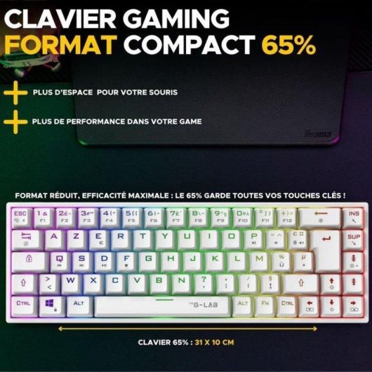 Tastiera The G-lab Keyz Titan 65% compatta gaming RGB switches rossi FR (azerty)