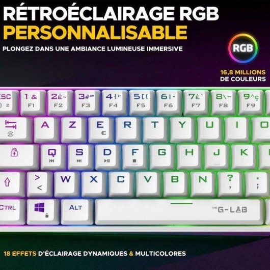 Tastiera The G-lab Keyz Titan 65% compatta gaming RGB switches rossi FR (azerty)