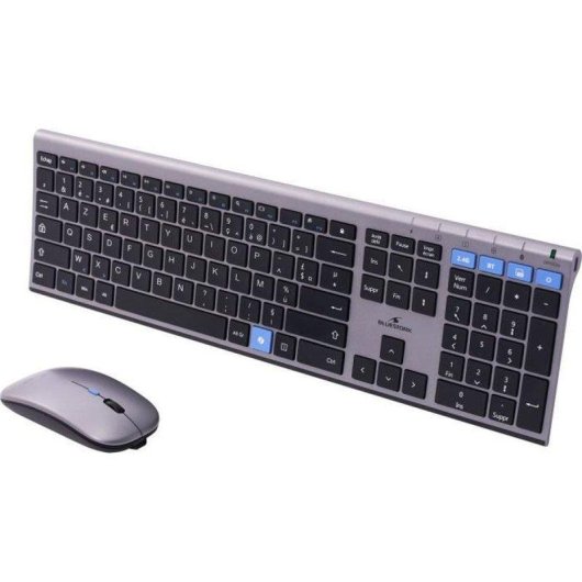 Tastiera Bluestork Grapheme Slim Azerty Metallica Silenziosa Wireless con Mouse Ambidestro