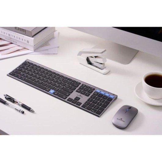 Tastiera Bluestork Grapheme Slim Azerty Metallica Silenziosa Wireless con Mouse Ambidestro
