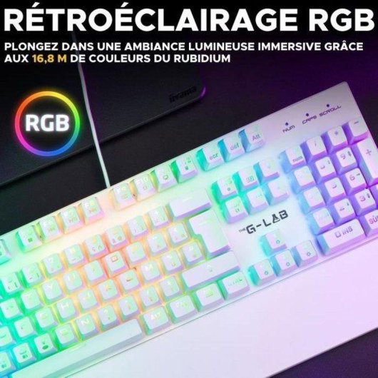 Tastatur The G-lab Keyz Rubidium mechanisch Gaming RGB Outemu Red Azerty 105 Tasten
