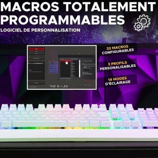 Tastatur The G-lab Keyz Rubidium mechanisch Gaming RGB Outemu Red Azerty 105 Tasten
