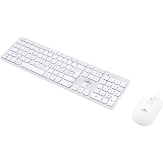 Teclado Bluestork AZERTY de membrana con ratón cableado y adaptadores USB-C