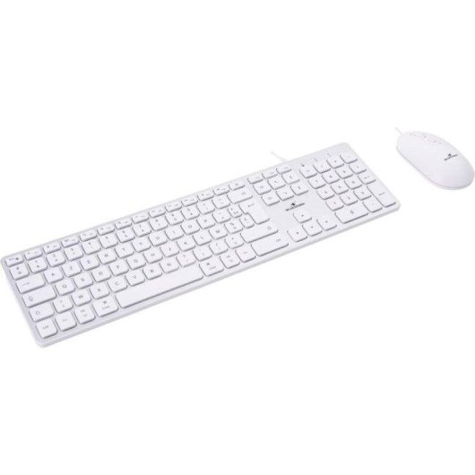 Teclado Bluestork AZERTY de membrana con ratón cableado y adaptadores USB-C