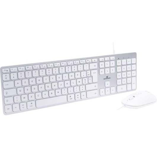 Teclado Bluestork AZERTY de membrana con ratón cableado y adaptadores USB-C
