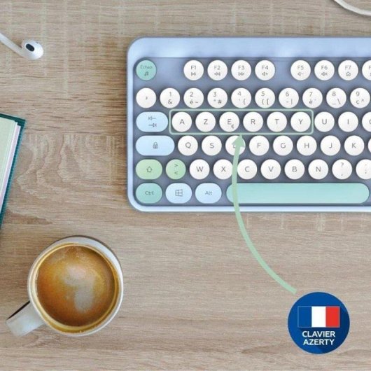 Teclado e Rato Sem Fios Mobility Lab Pure Color Azerty Azul com DPI Ajustável