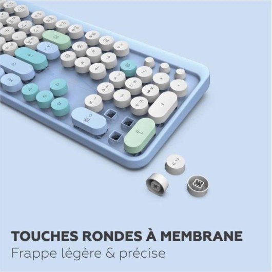 Teclado e Rato Sem Fios Mobility Lab Pure Color Azerty Azul com DPI Ajustável