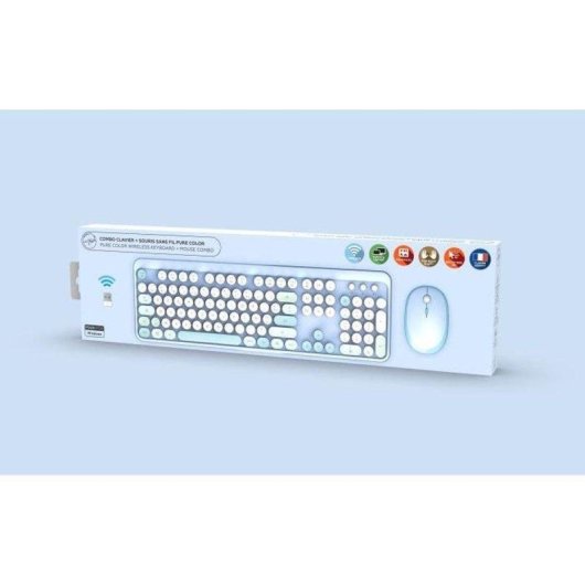 Teclado e Rato Sem Fios Mobility Lab Pure Color Azerty Azul com DPI Ajustável