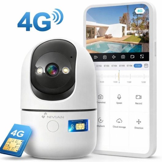 Cámara IP Nivian 4G 2K Visión Nocturna Interior IA Audio Bidireccional