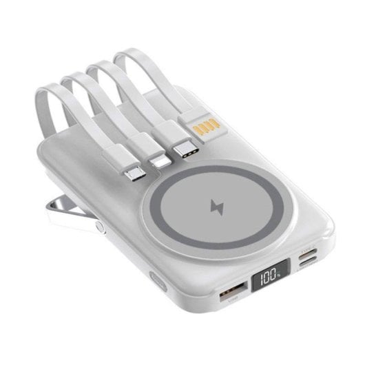 Powerbank Magnética Klack 10000mAh Com Cabos Integrados Ecrã LED