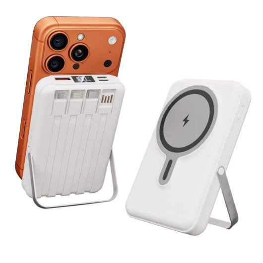 Powerbank Magnética Klack 10000mAh Com Cabos Integrados Ecrã LED