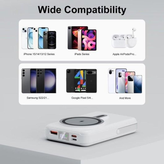 Powerbank Magnética Klack 10000mAh Com Cabos Integrados Ecrã LED