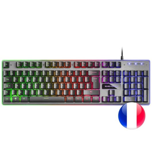 Tastatur Mars Gaming MK220FR Hybrid Membran mit FRGB Rainbow und Halo Beleuchtung