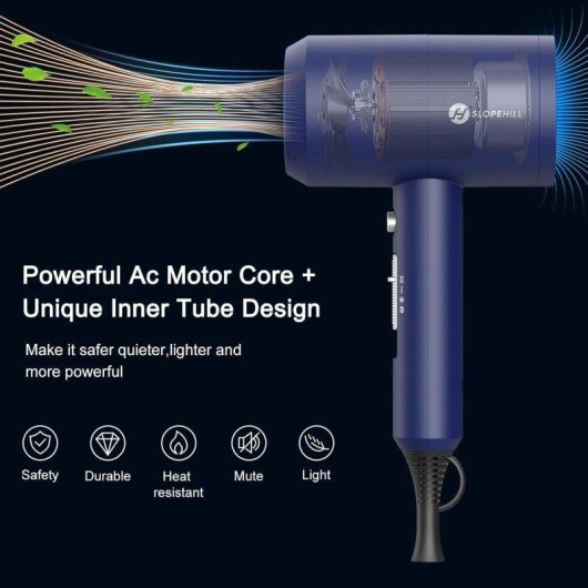 Sèche-cheveux Ionique Professionnel Dam Electronics 1800W 2 Températures 2 Vitesses Bleu