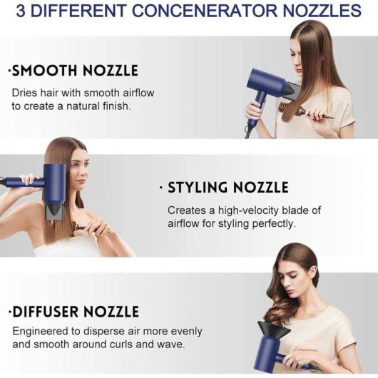 Sèche-cheveux Ionique Professionnel Dam Electronics 1800W 2 Températures 2 Vitesses Bleu