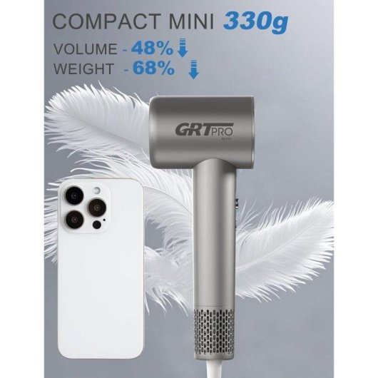 Sèche-cheveux Ionique Professionnel Dam Electronics Mini Air 2200W 4 Températures 2 Vitesses Gris