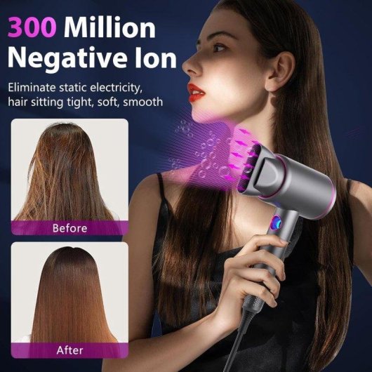 Secador de Pelo Iónico Profesional Dam Electronics 2400W 3 Temperaturas 3 Velocidades con Difusor Gris