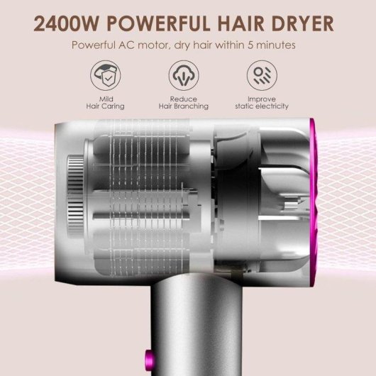 Sèche-cheveux Ionique Dam Electronics 2400W 3 Températures 3 Vitesses Gris avec Accessoires