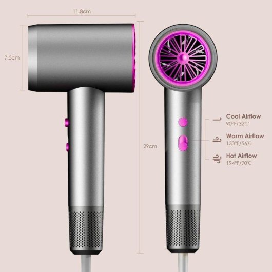 Sèche-cheveux Ionique Dam Electronics 2400W 3 Températures 3 Vitesses Gris avec Accessoires