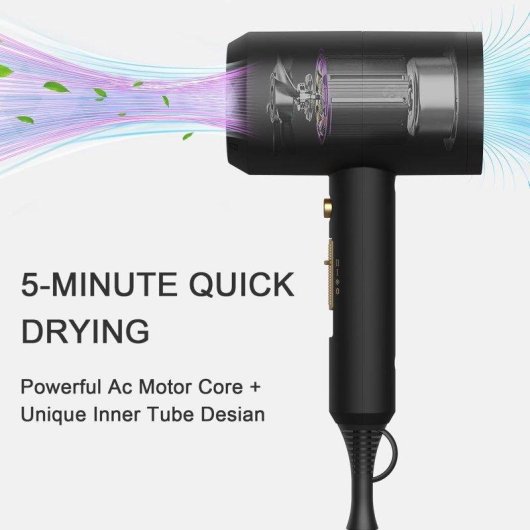 Sèche-cheveux Ionique Professionnel Dam Electronics 1800W 2 Températures 2 Vitesses Noir