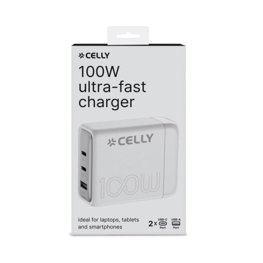 Cargador Celly Power Station 100W Pro Power USB-C Blanco