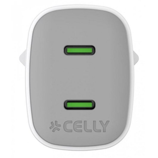 Ladegerät USB-C Celly UPTC2USBC45WWH 45W GaN 2 Ports Weiß