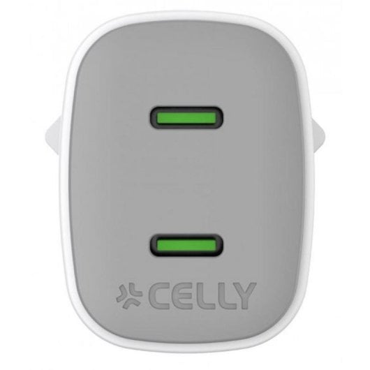 Ladegerät USB-C Celly UPTC2USBC45WWH 45W GaN 2 Ports Weiß